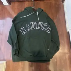NAUTICA ダークグリーン フード付きパーカー