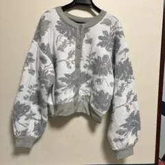 AZUL by moussy 花柄 グレー カーディガン Fサイズ