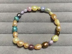 淡水パール　ブレスレット　一部染め