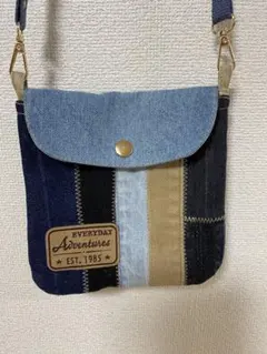 デニムパッチワークショルダーバッグ