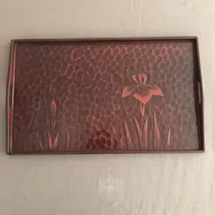 鎌倉彫調 長手盆 菖蒲柄