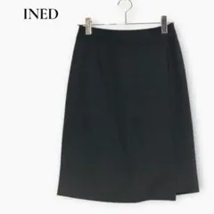 INED イネド タイトスカート ラップ風 ひざ丈 9号 ブラックのサムネイル