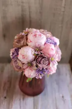 現品限り✳︎ピンクの芍薬とバラ　ウエディングブーケ　&ブートニア　set