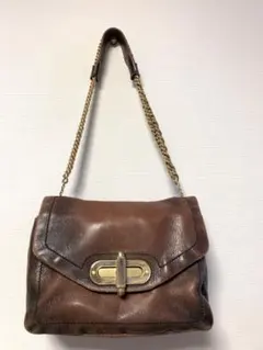 BALLY ブラウンレザー ショルダーバッグ