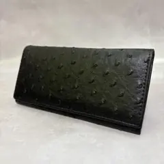 極美品　ロベルタヴィヴィアーニ 長財布 オーストリッチ型押し　ブラック レザー