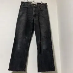 Levis 550 後染めブラックストレートデニム カットオフ