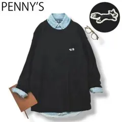 【ロゴワッペン】 ペニーズ PENNYS クルーネック ニット XL ネイビーのサムネイル