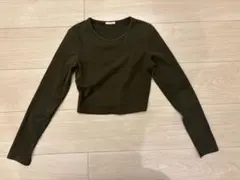 【美品】GU ジーユー　ソフトウォームクロップドT オリーブ　Sサイズ