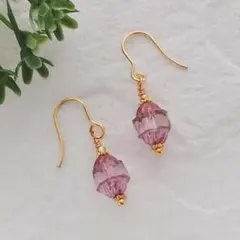 1点作品☆ ペアシェイプ型ラベンダークォーツピアス イヤリングに変更可能☺︎ 1点作品☆ ペアシェイプ型ラベンダークォーツピアス イヤリングに変更