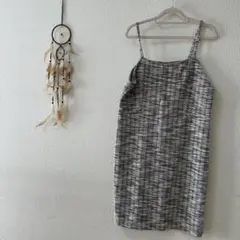 キャミワンピース ツイード風 白・黒・グレー