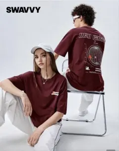SWAVVY バーガンディ Tシャツ 新しい銀河