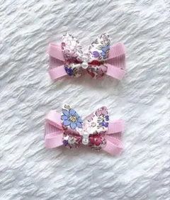 2点セット ベビーヘアクリップ キッズヘアクリップ 前髪クリップ　ヘアゴム　蝶