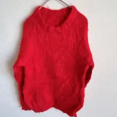 美品✨️【M】ニット セーター 長袖 赤 レディース 無地 シンプル トップス