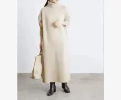 【本日限定】アダムエロペ　ウールビックタートルニットワンピース