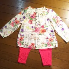 NEXT 花柄 チュニック シャツ 長袖 薄手 100 春 夏 レギンス ピンク