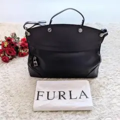 FURLA♪2wayレザーバッグ　黒 金具　ショルダー