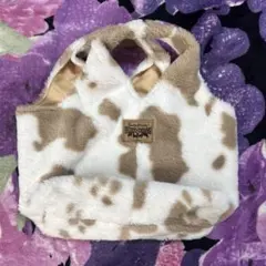 RODEO CROWNS ボア トートバッグ カウ柄 デニムポケット 白 茶系