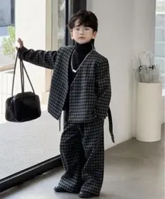 グレー系チェック フォーマルスーツ 100cm~