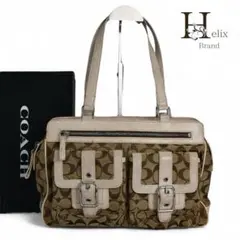 【希少】コーチ　ダブルポケット　ハンドバッグ　トート　レザー　ショルダー