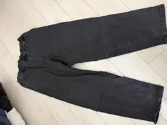 黒ストレートデニムパンツ ゴムウエスト　古着のサムネイル