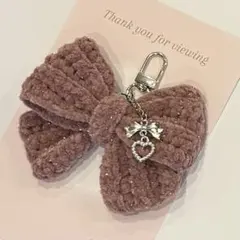 リボン ピンク キーホルダー チャーム 編み物 毛糸 プリンセスモール