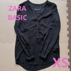 ZARA BASIC ボタン付きシャツ XS レディース　長袖　 黒　試着のみ