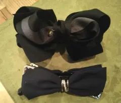 未使用＊リボンバナナクリップセット＊ラインストーン