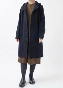 パラスパレス ラム ウール ビーバー フード付 コート ネイビー