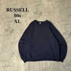 00s【RUSSELL】ラッセル（XL）メキシコ＊無地スウェット＊Vガゼット