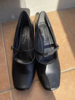 Romeo Valentino 黒 スクエアトゥ ストラップ　24センチ