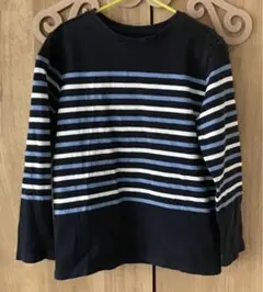 ユニクロ　ネイビー ストライプ 長袖カットソー　サイズ130