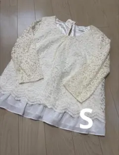 アイボリー レース 五分袖 トップス