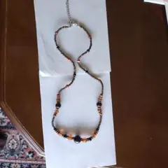 手作りビーズネックレス ブラウン オレンジ