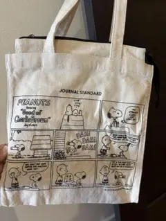 スヌーピトートバッグ　SNOOPYキャンパストート　ファスナー付き　人気　再入荷のサムネイル