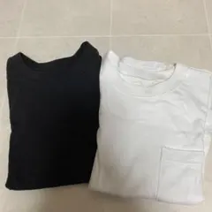 UNIQLO U 長袖カットソー 140 ブラック ホワイト 胸ポケ