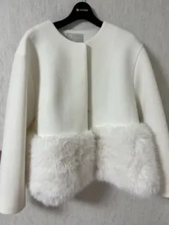 の*き様 CELFORD セルフォード 裾ファーブルゾン 黒 超美品 CWFJ2