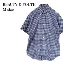 ビューティーアンドユース/シャツ/ギンガムチェック/日本製/M相当/ブルー