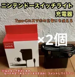 専用　2個ニンテンドー新品未使用スイッチライト 充電器 acアダプター 互換品