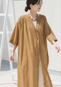 かぐれ 美品 リネンロングガウン ベージュ kagure アーバンリサーチ