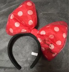 ミニーちゃん カチューシャ 水玉 赤 リボン ディズニー