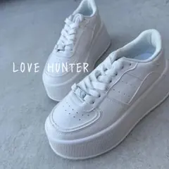 LOVE HUNTER ホワイト 厚底 プラットフォーム スニーカー 白