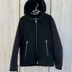 THE SHOP TK フード付き ブルゾン コート【M】防寒 異素材 ブラック