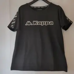美品Lサイズ⭐Kappa ブラック 半袖Tシャツ　袖ロゴ素材切替