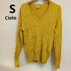 ​Cielo ケーブルニット Vネック セーター イエロー S