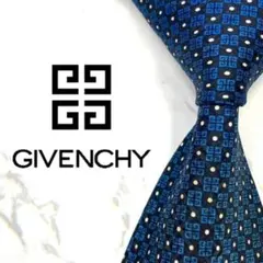 ◆良品◆GIVENCHY ジバンシー ネクタイ 青色　格子柄 ロゴ入り