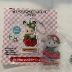 シルバニアファミリー　赤ちゃんアクリルキーチェーン　いちご　ハスキー　アクキーのサムネイル