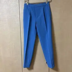 青色 テーパードパンツ ゴムウエスト