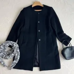 未使用級✨ アナイ リバークルーネック ノーカラーコート ショートジャケット 希少✨【アナイ】リバークルーネック ショートジャケットコート