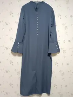 abitokyo パールAラインワンピースMブルーグレー