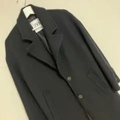 ZARA 黒 ロングコート ウール混合